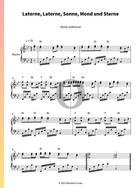 Laterne Laterne Sonne Mond Und Sterne Anonymous Piano Sheet Music