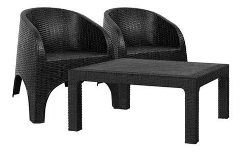 Juego Mesa Ratona Sillones Simil Ratan Jardin Quality Mercadolibre