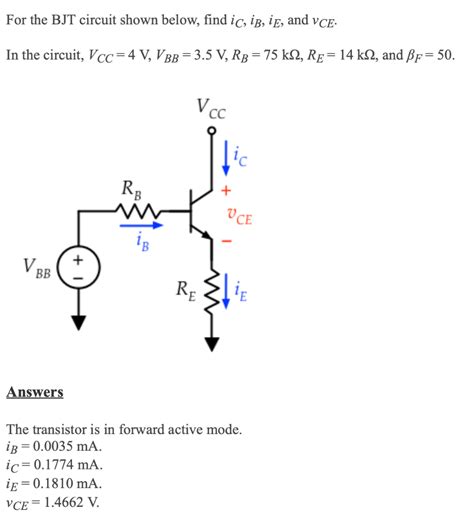 Solved For The BJT Circuit Shown Below Find Ic Ib I E Chegg