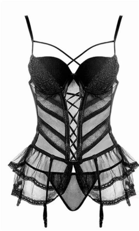 Sexy Boned Push Up Corset Lingerie Y2k Goth Grunge Egirl Cybercore On Carousell