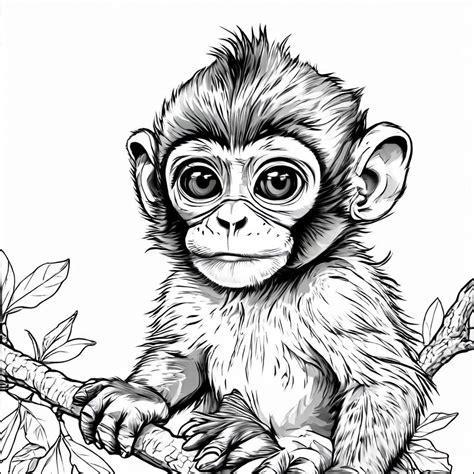 Simple easy minimalist monkey. coloring page by Melanie H. - Playground
