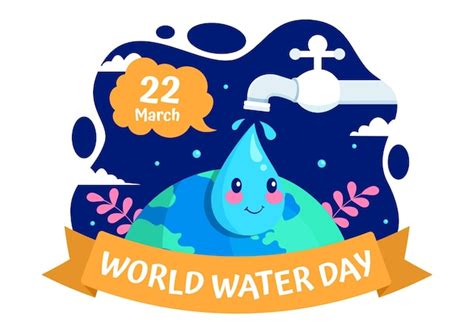 Ilustración Del Día Mundial Del Agua Con Gotas De Agua Y Grifos Para