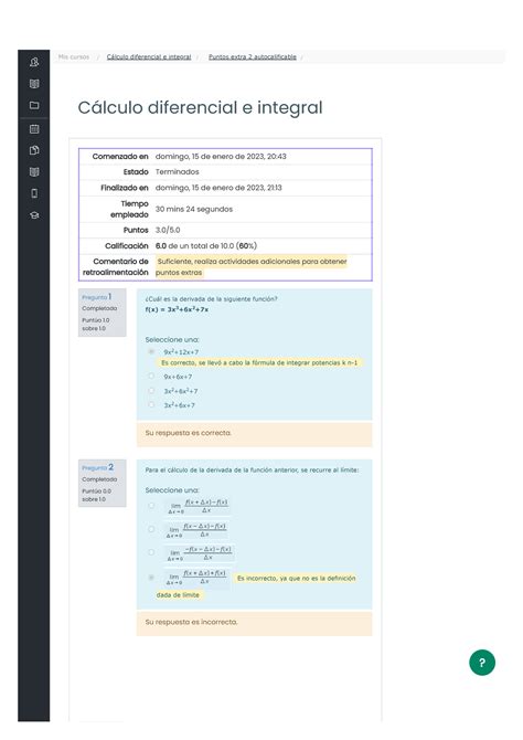 Puntos extra 2 autocalificable Revisión del intento Cálculo