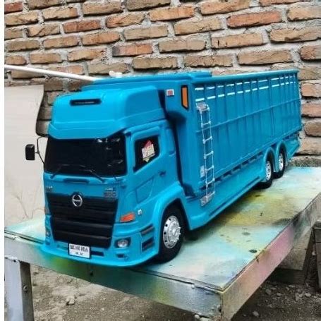 Jual Miniatur Truk Tronton Hino 500 Biru Full Lampu Leed Kelap Kelip 3