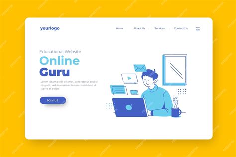 Free Vector Flat Linear Online Learning Landing Page Template