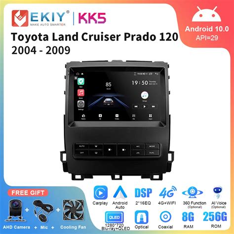 EKIY KK5 8G 128G Android Car Radio For Toyota Land Cruiser Prado 120