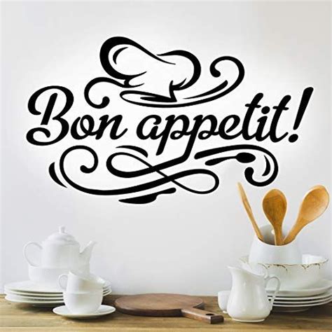 Autocollant Mural Bon App Tit Pour Cuisine Avec Citation Lettrage En