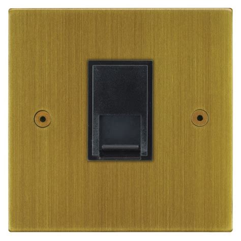 Focus Sb Horizon Square Corners Nhab251b 1 Gang Slave Telephone Socket In Antique Brass With