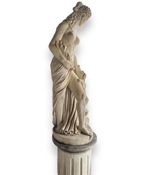 Proantic Me Si Cle Statuaire Sculpture En Marbre Blanc Diane Ch