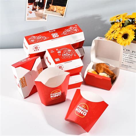 Custom Printed Recycled Take Away French Fries Paper Boxes Fast Food