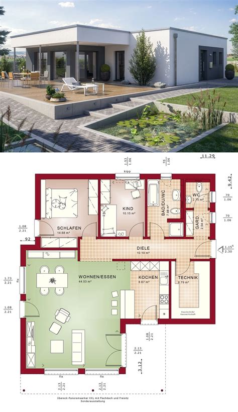 Fertighaus Bungalow Modern Mit Flachdach Architektur Im Bauhausstil 3