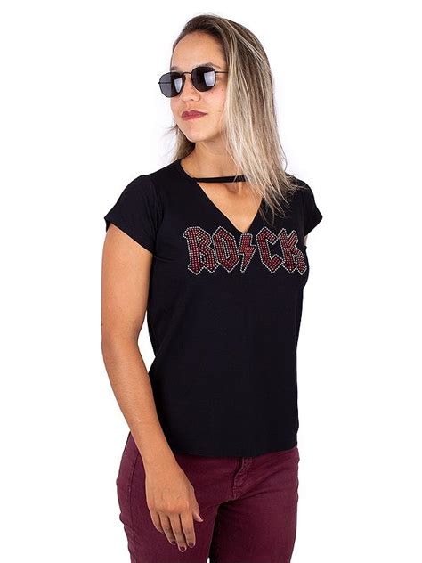 Blusa Choker Rock Full Preta Atacado Art Rock