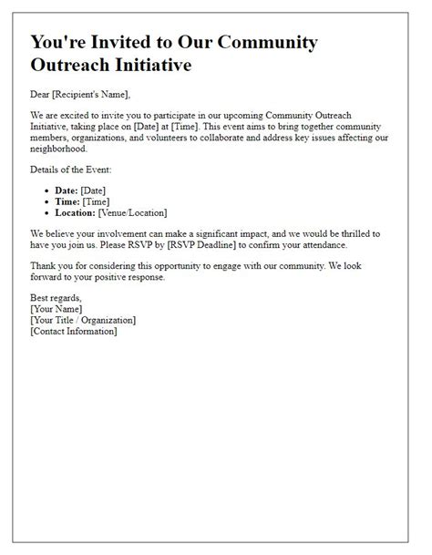 Letter Template For Community Outreach Programs Free Samples In Pdf