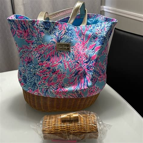 Lilly Pulitzer Bags Beautiful Lilly Pulitzer Tote Bag And Wicker