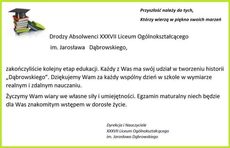 30 kwietnia 2021 r Życzenia dla Absolwentów Liceum Ogólnokształcące