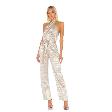 Lpa Pants Jumpsuits New Lpa Glenda Dusty Gold Polka Dot Halter