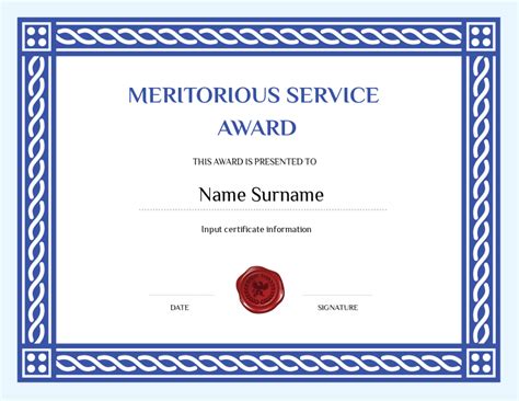 Meritorious Service Award Inbranded