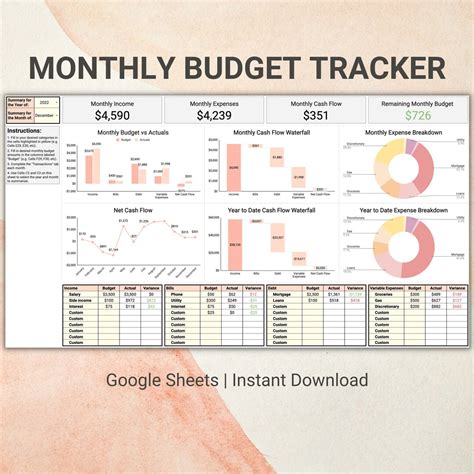 Monthly Budget Tracker in Google Sheets - Etsy