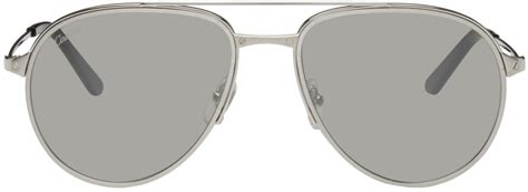 Cartier: Silver Aviator Sunglasses | SSENSE