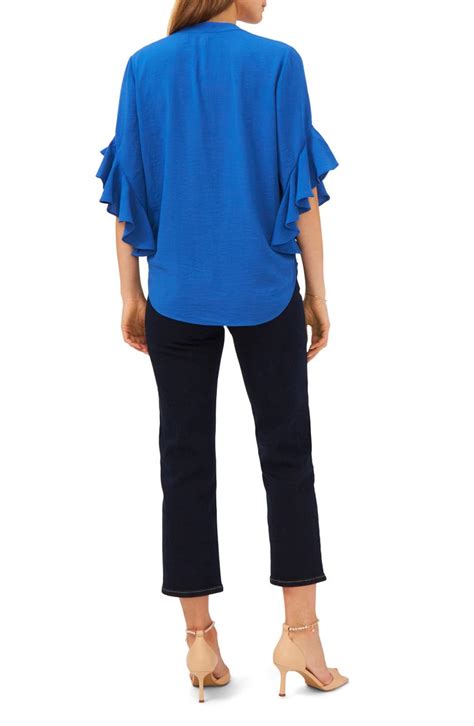 Vince Camuto Ruffle Sleeve Split Neck Blouse Nordstrom