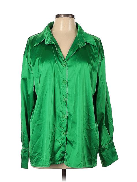 Unbranded Solid Green Long Sleeve Blouse Size L 62 Off Thredup