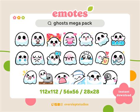 Cute Ghost Emotes Pack For Twitch And Discord Spooky Twitch Emotes