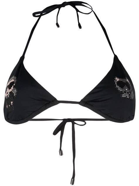 Karl Lagerfeld Ikonik Rhinestone Embellished Bikini Top Farfetch