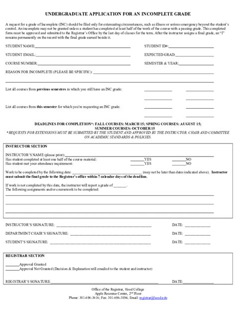 Fillable Online Undergrad Incomplete Grade Form Fax Email Print