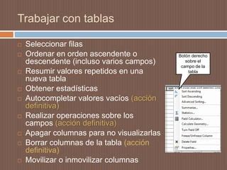 Tablas De Atributos Y Visualizaci N En Arcgis Ppt