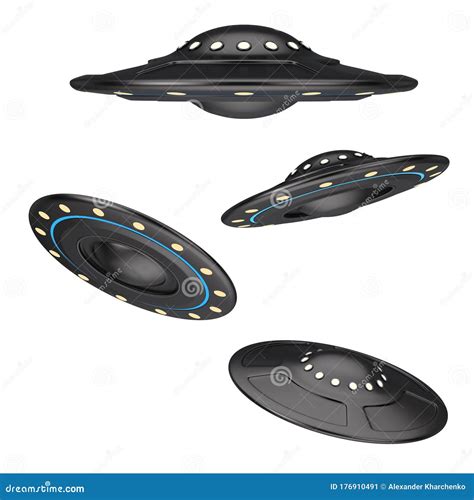 UFO Concept Alien Spaceship Or Flying Saucer 3d Rendering Stock