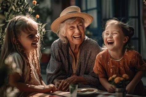 Premium Ai Image Granddaughters Having Fun With Their Grandmother In