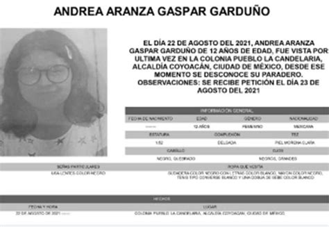 Fiscal A De La Cdmx Emite Alerta Amber Para Localizar A Andrea Aranza