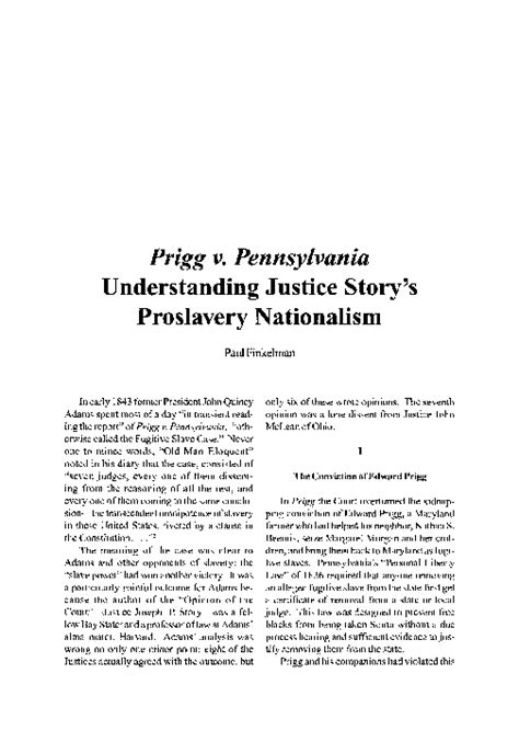 (PDF) Prigg v. Pennsylvania Understanding Justice Story's Proslavery ...