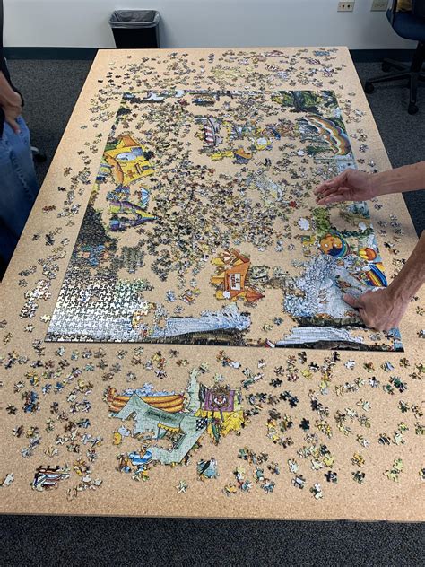 Bits and Pieces, 3000 pieces, 4 weeks into putting it together. This is the hard seat puzzle we ...