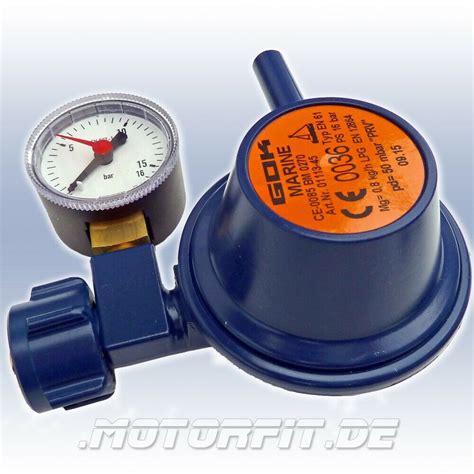 GOK Marine Niederdruckregler Typ EN61 50 Mbar 0 8 Kg H Mit Manometer