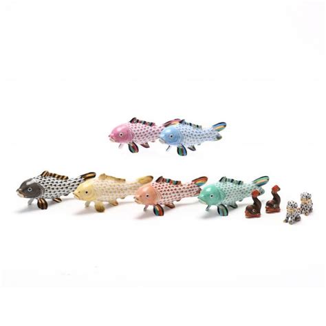 Ten Herend Fishnet Figurines of Chinoiserie Theme (Lot 3317 - The Estate of the late Frank ...