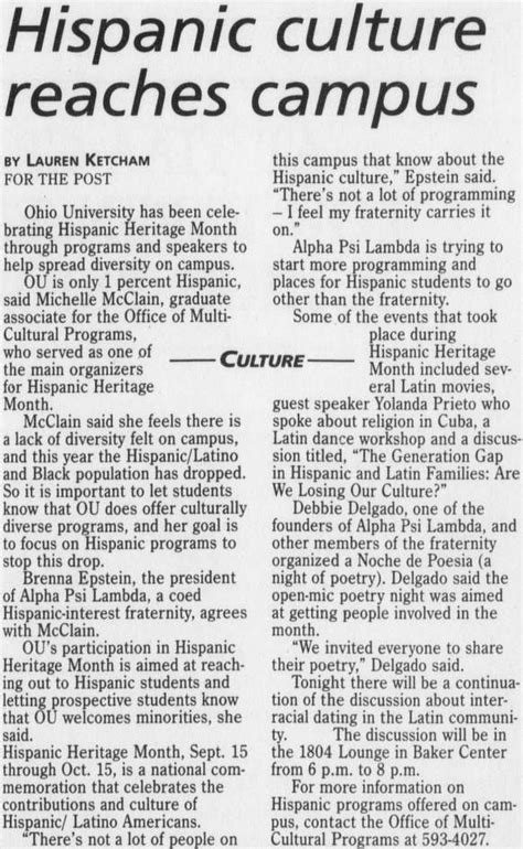 The Post Athens Ohio October 13 1999 Page 5 Hispanic Culture