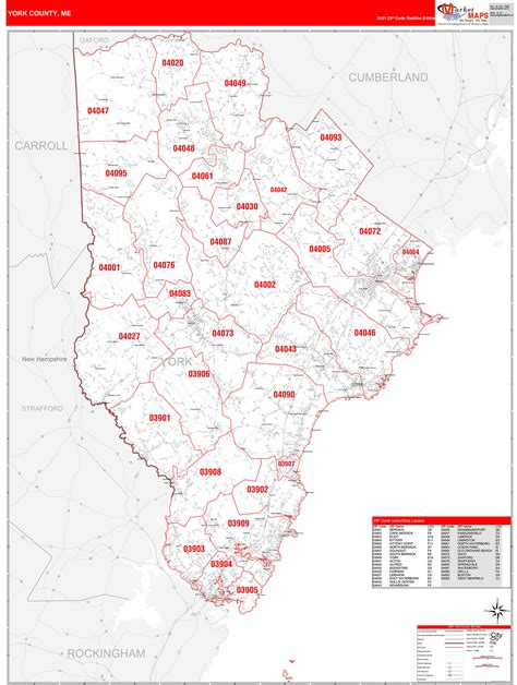 York County Va Zip Code Wall Map Red Line Style By Marketmaps Images