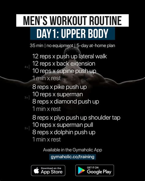 Day 1 Of The 5 Day At Home Mens Workout Routine Gymaholic