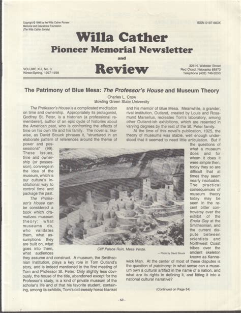 Willa Cather Review Winter Spring 1997 8 Blue Mesa And Professors House