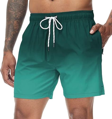 Tyhengta Mens Swim Trunks Gradient Color Quick Dry Beach Shorts With