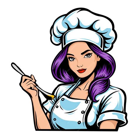 Premium Vector Woman Chef Logo Holding Spoon Half Body Logo