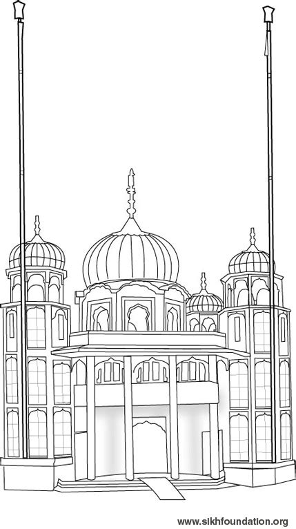 Gurdwara Sikh Children Drawing Sketch Coloring Page