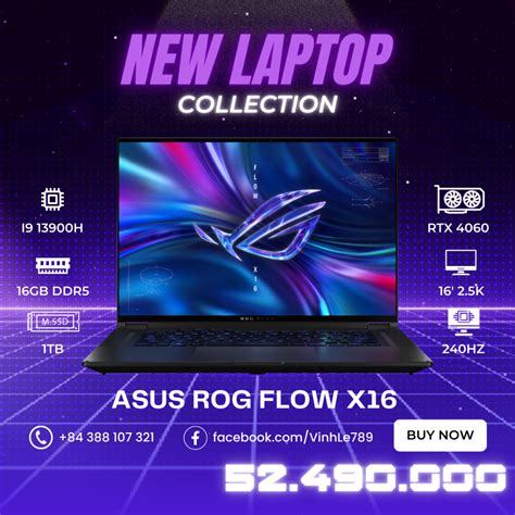 Laptop Asus Rog Flow X16 2023 Gv601 I9 13900h Rtx 4060 Ram 16gb Ssd