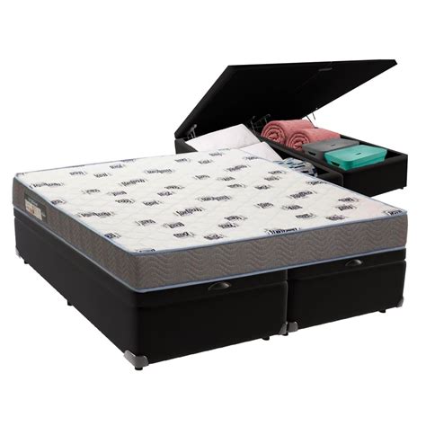 Cama Box Bau Queen Preto Ortobom Black Friday Pontofrio