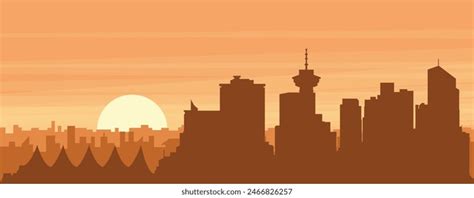 Brown Panoramic Poster City Skyline Misty Stock Vector Royalty Free