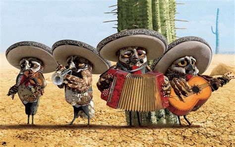 Rango movie - Four owls in a band in the desert