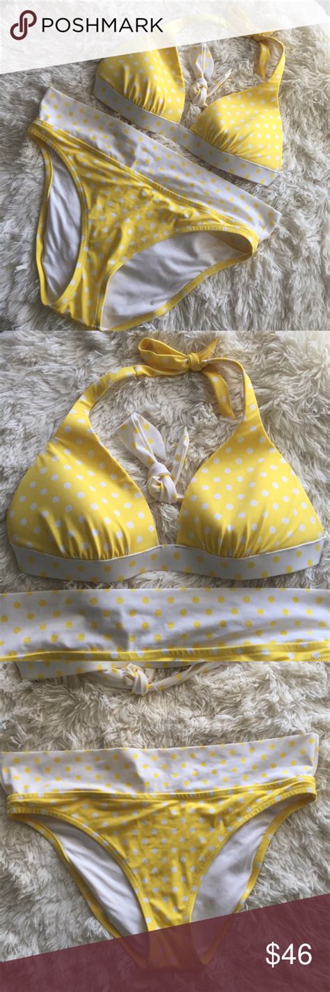 Vs Yellow Polka Dot Bikini High Rise Bottom Large Yellow Polka Dot