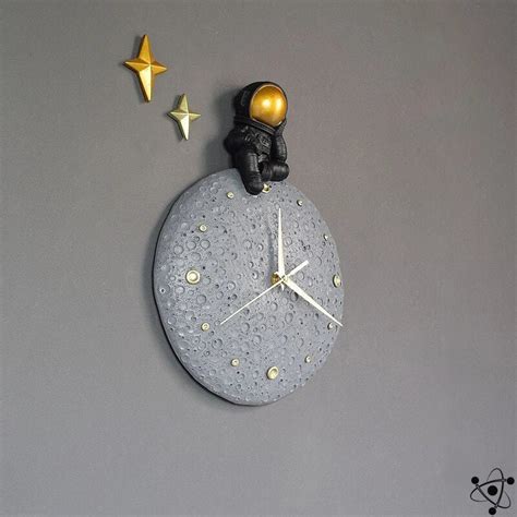 Original Astronaut And Moon Wall Clock Science Decor