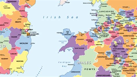 Counties And Regions Map Of The British Isles Cosmographics Ltd